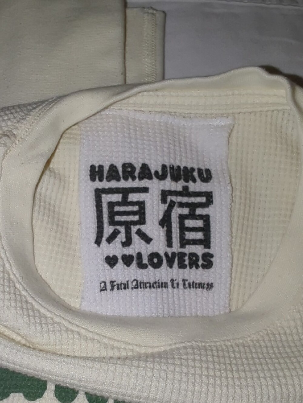 Y2K Harajuku Lovers L/S Cream Waffle Knit "Fatal Attraction To Cuteness" RARE - Picture 14 of 15